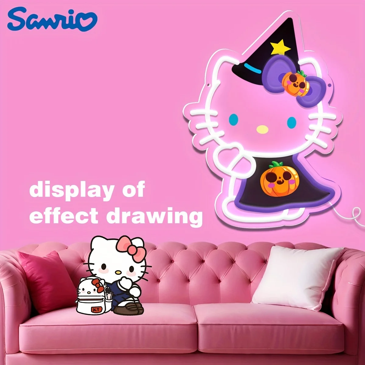 

Sanrio Halloween Hello Kitty Neon Sign USB-Powered Multi-Color Neon Lights For Bedrrom Room Decor Perfect Gifts for Kids Girls