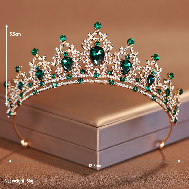 Itacazzo Bridal Headwear Green-Colour Women's Fashion Party Crown Girl Performance Tiaras