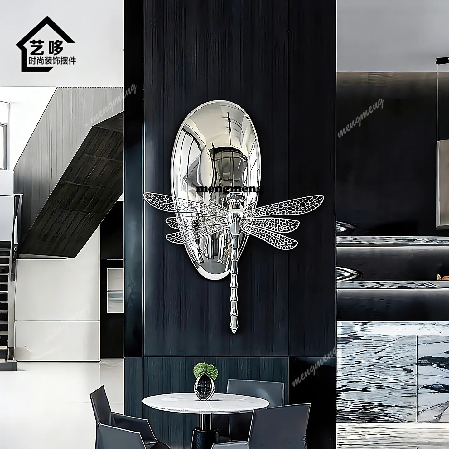 New Chinese-style ornament entrance room decoration hotel sculpture wall three-dimensional wall hanging light luxury decoration