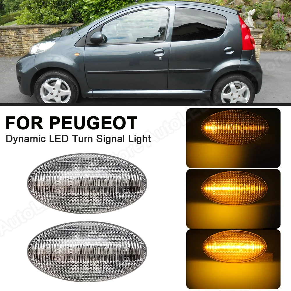 

2pcs LED Dynamic Side Marker Lights For Peugeot 307 206 407 107 607 Turn Signal Indicator Blinker Lamps For Citroen C1 C2 C3 C5