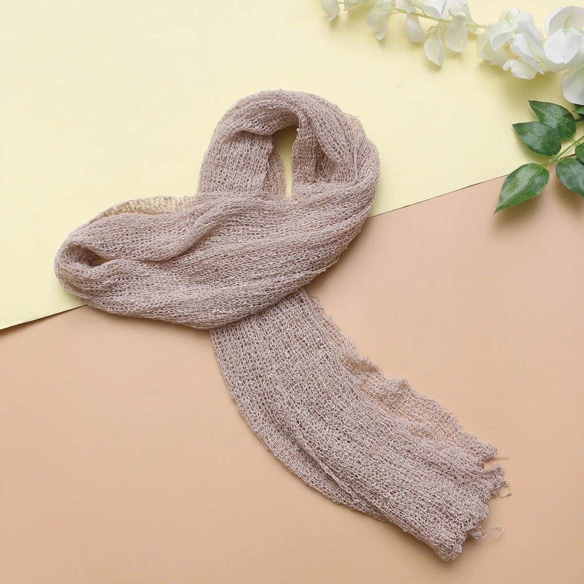 

Pure Cotton Elastic Wrap for Newborn Swaddle Beige Baby Photoshoot Props Long Stretch Blanket Maternity DIY