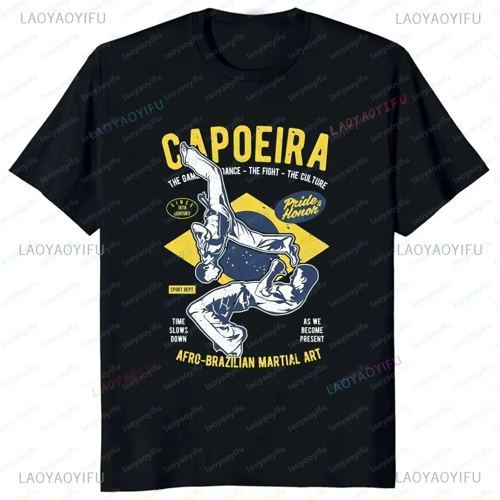 I Love Brazilian War Dance Print T-shirt Top Capoeira Summer Trend Short Sleeve Neutral Shirt Cotton Oversized Loose T-shirt