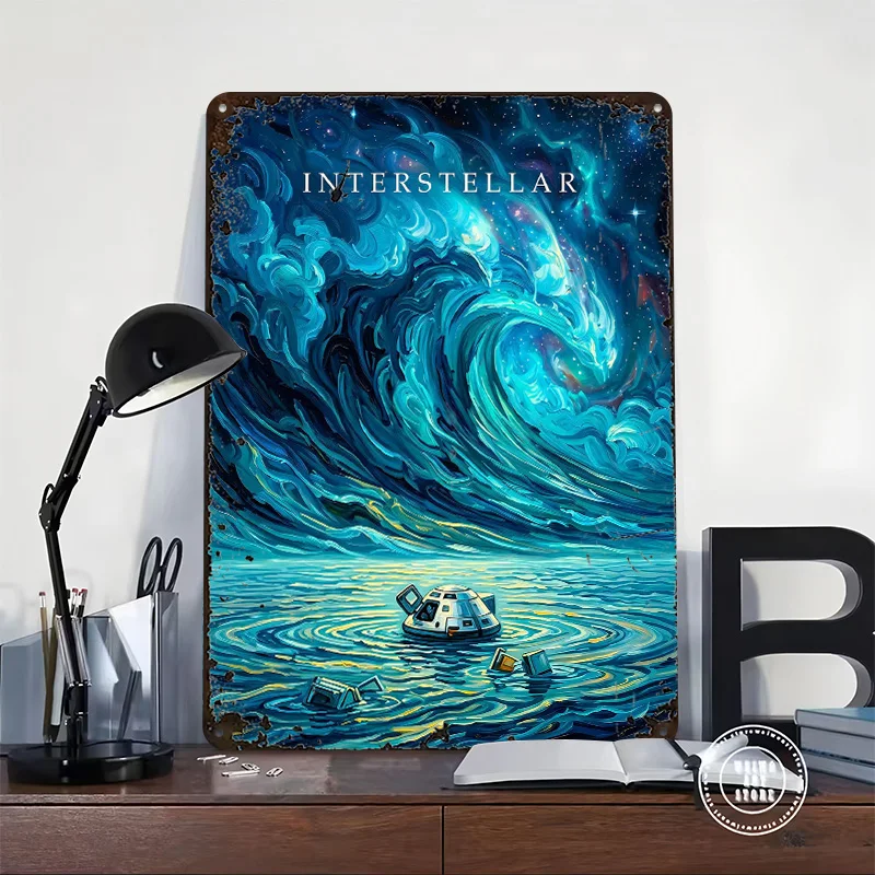Interstellar Movie Personalized 3D Textured Metal Poster Wall Art Tinplate Sign for Decoration Living Room Decorations Man Cave
