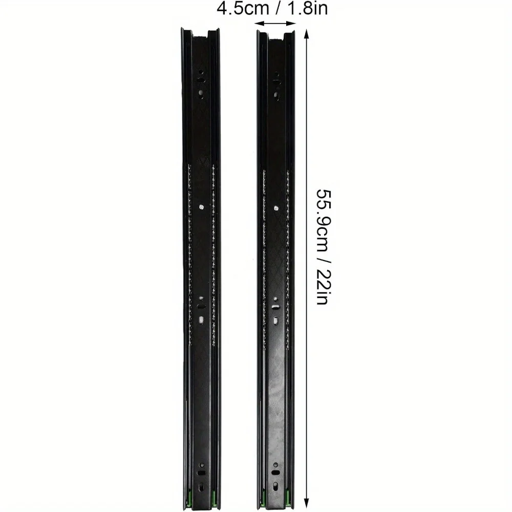 Soft Close Drawer Slides 3 Sections Extension Large Load Bearing Guide Rail Ball Bearing Drawer Slides Heavy Duty Full Extension