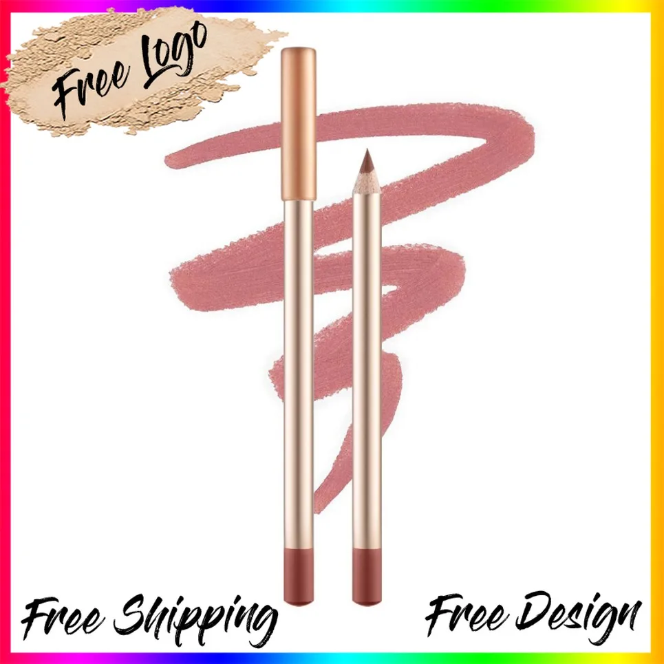 Matita per labbra in legno a 12 colori Etichetta privata Matita per rossetto impermeabile a prova di sbavature Lipliner Logo personalizzato Trucco all'ingrosso vegano