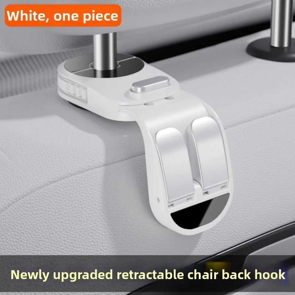 Double Hooks Car Back Seat Storage Hook Foldable Auto-Rebound Auto Seat Headrest Hooks Multifunction Strong Load-bearing 3