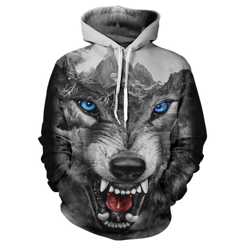 

Hot-sale 3D Printed Wolf Hoodie Fashion Long-sleeved Cool Personality Animal Hoodie Sweatshirt Casual Pullover Men's Clothing