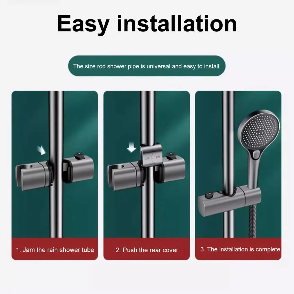 Shower Slide Bar Bracket Adjustable Shower Head Holder with 360-degree Rotation for Slide Bar Easy Install for Experience