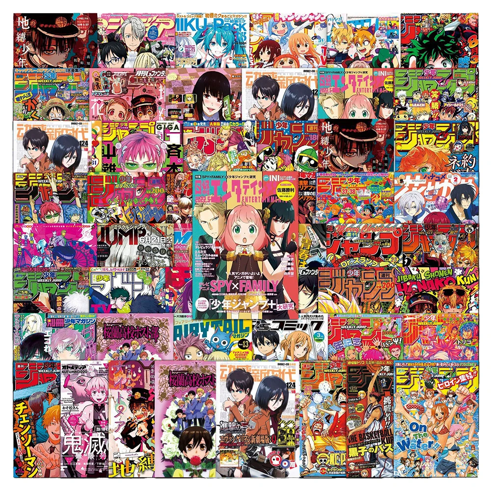 10/30/50 Uds mezcla de pegatinas de Anime póster Jujutsu Kaisen pegatinas de ataque a los Titanes portátil motocicleta teléfono pegatina impermeable juguete para niños