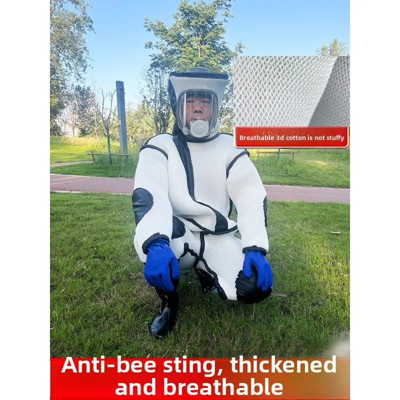 Hornet protective clothing, a full set of 3D breathable protective clothing, one-piece fully enclosed mask, catch wasp clothes