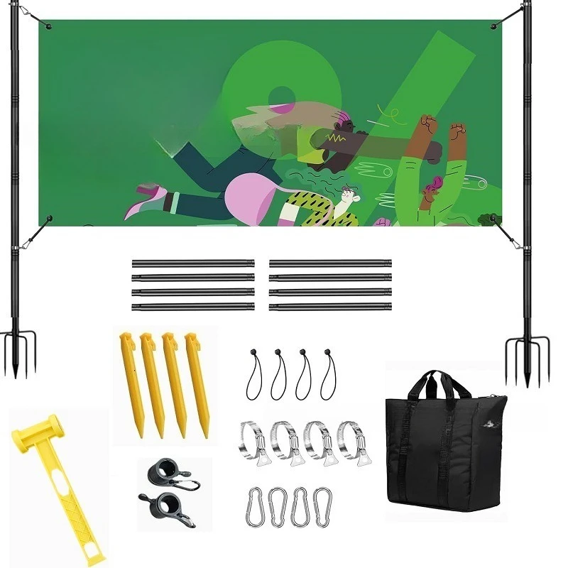 Thickened heavy duty 6FT five-claw metal ground insert banner bracket