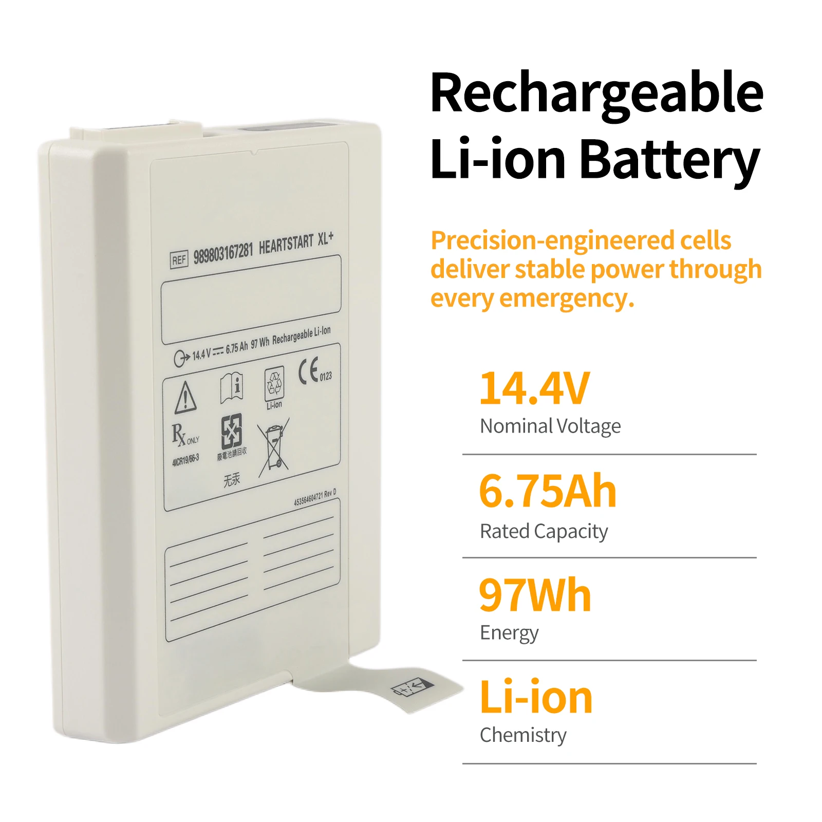 LUSONBAY 989803167281 Replacement Battery For Ph-ps HEARTSTART XL+ Defibrillator 989803167281 14.4V 6.75Ah/97Wh