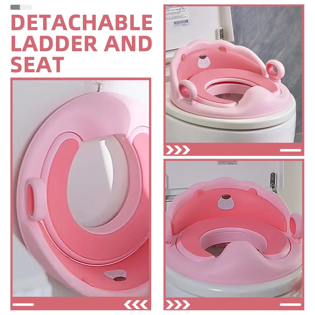 Kindertoilette, süßes Löwen-Design, Kirschblüten-Rosa, weiche TPE-Polsterung, rutschfeste Basis, tragbarer Töpfchentrainingssitz für