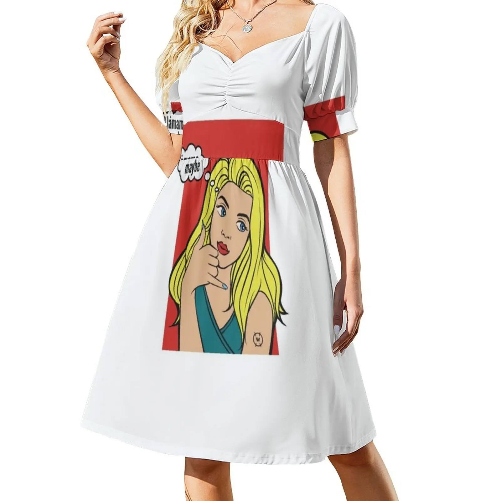 مضحك اللاميام ربما فن البوب فستان عطلة مثير للنساء شاطئ حفلة عيد ميلاد فستان قصير مضحك لامام ربما فتاة فن البوب #2