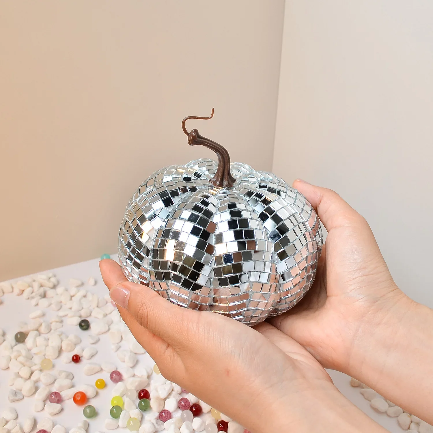 Halloween Pumpkin Ornament Disco Ball Halloween Party Decoration Home Mirror Glass Pumpkin Home Decoration Accessories