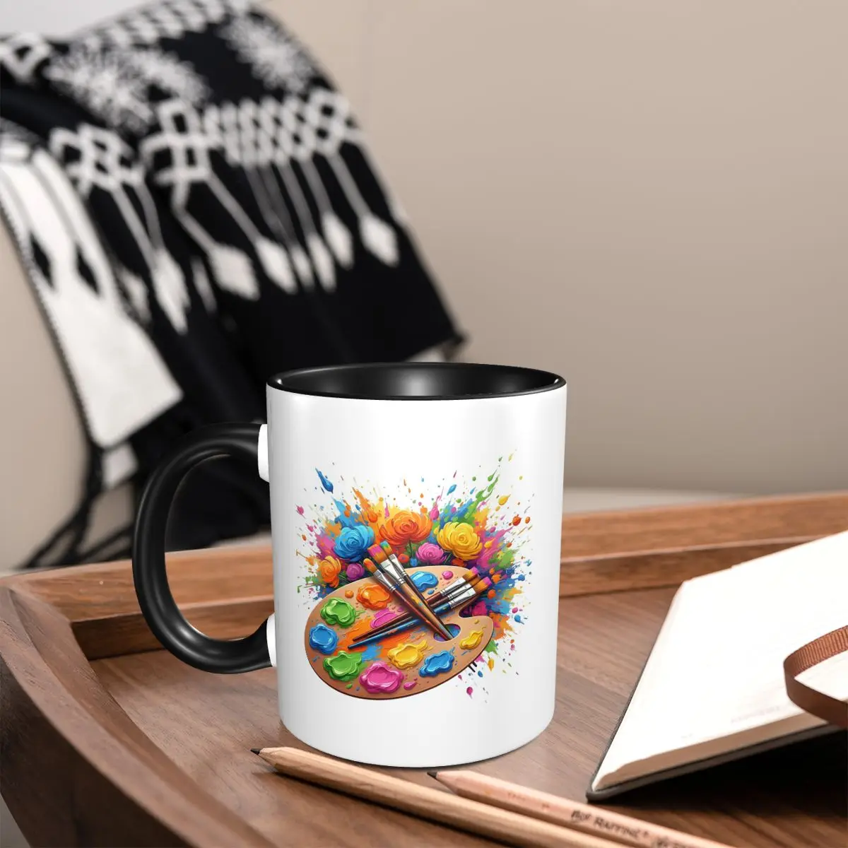 Splatter Paint Colorful Brush Strokes Design Mug Funny Ceramic Coffee Cups Tea Mugs Milk Cup Drinkware Gifts for Woman Man