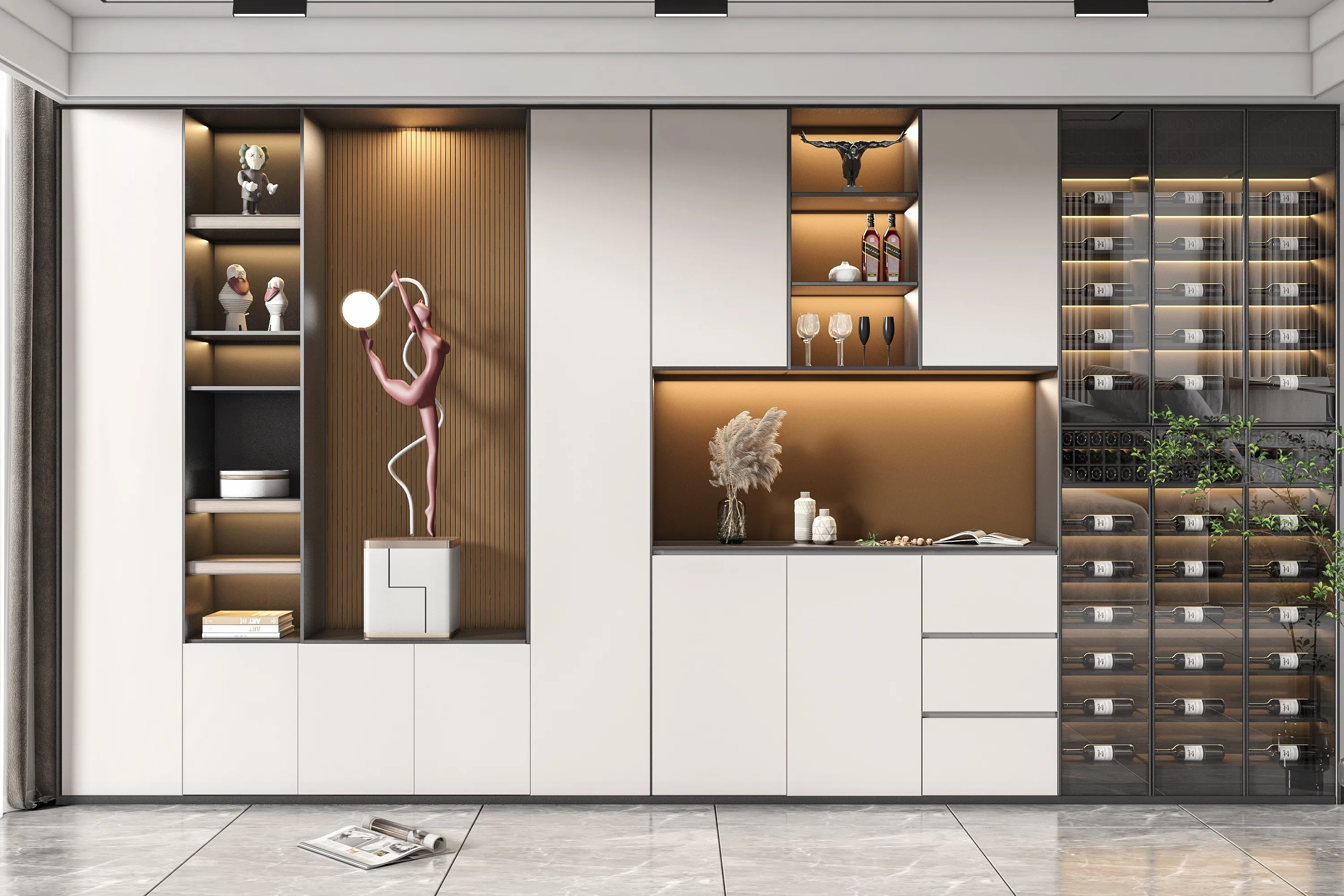 Factory Direct Supply Special Offer Customized Foldable Wood Wine Cabinet Cooling Large-Capacity Wine Storage Space Home