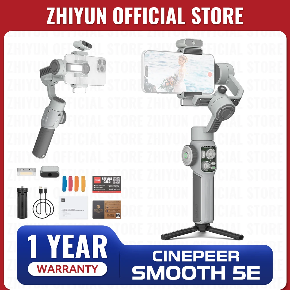 

ZHIYUN Official CINEPEER SMOOTH 5E Phone Gimbal Handheld Stabilizer with AI tracking module Suitable for iPhone/XIAOMI/Samsung