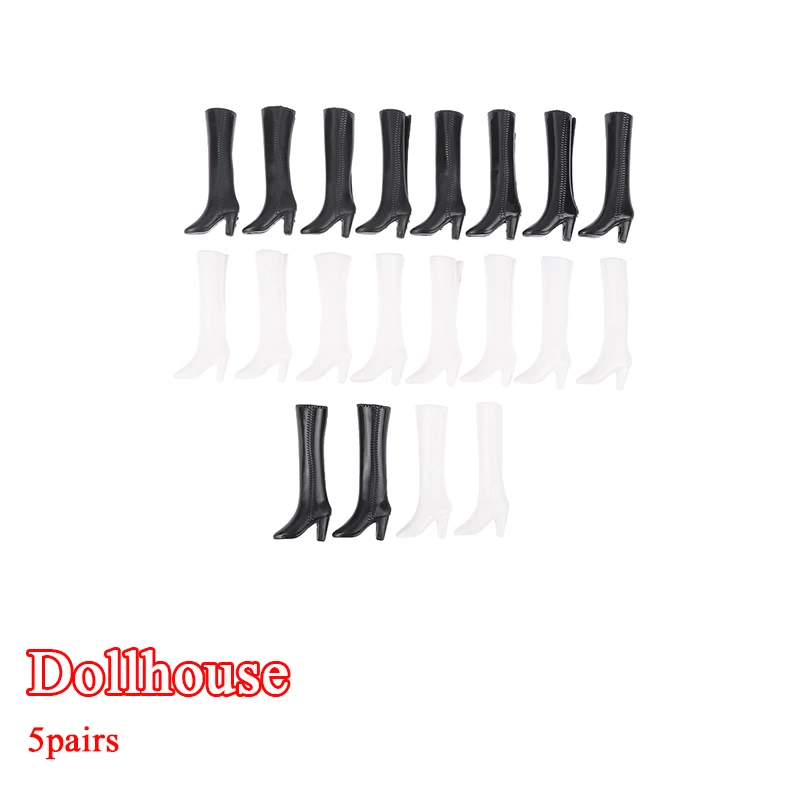 5 أزواج دمية الأحذية الأحذية أبيض أسود دمية اكسسوارات الديكور الاطفال DIY بها بنفسك اللعب مناسبة للدمى 30 سنتيمتر 1/6 دمى #1