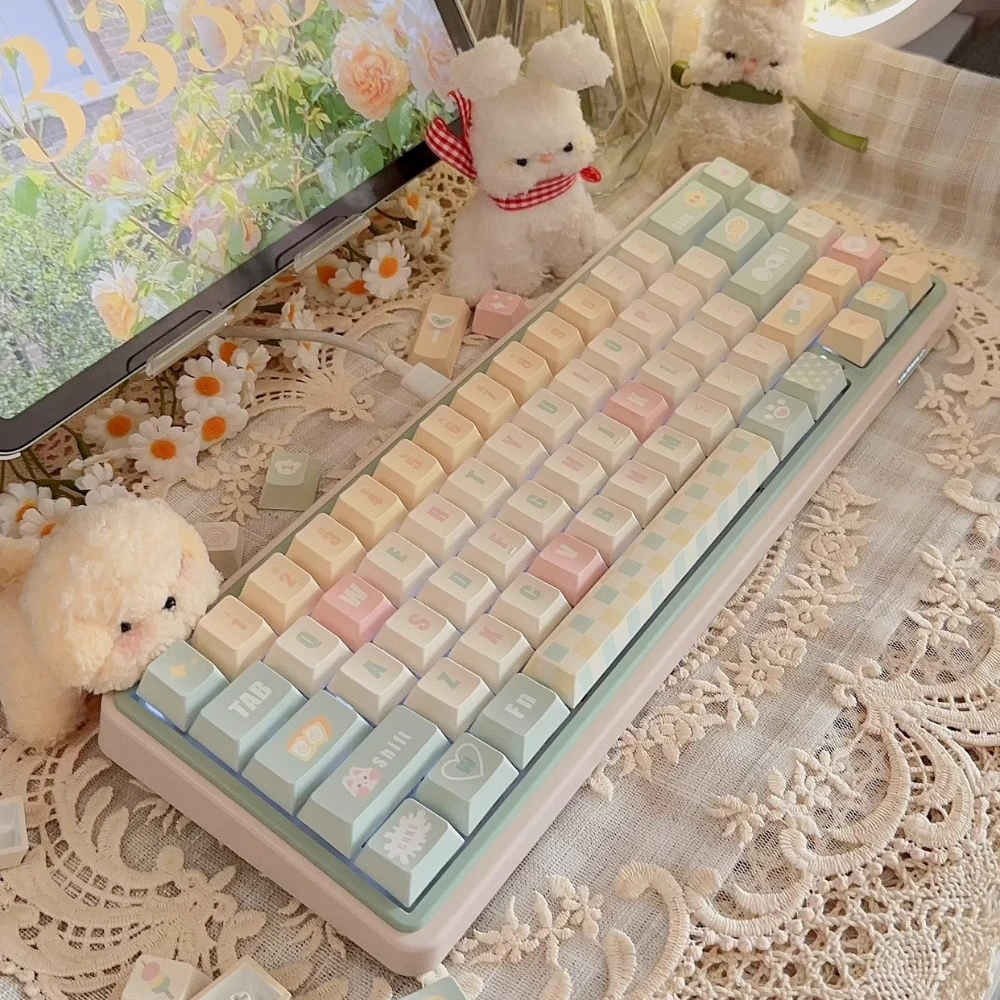 

Chef Keycaps Cherry Pbt Keycaps Customization Keycap Blue And White Dual Tone Cute Rabbit Diy Keycaps