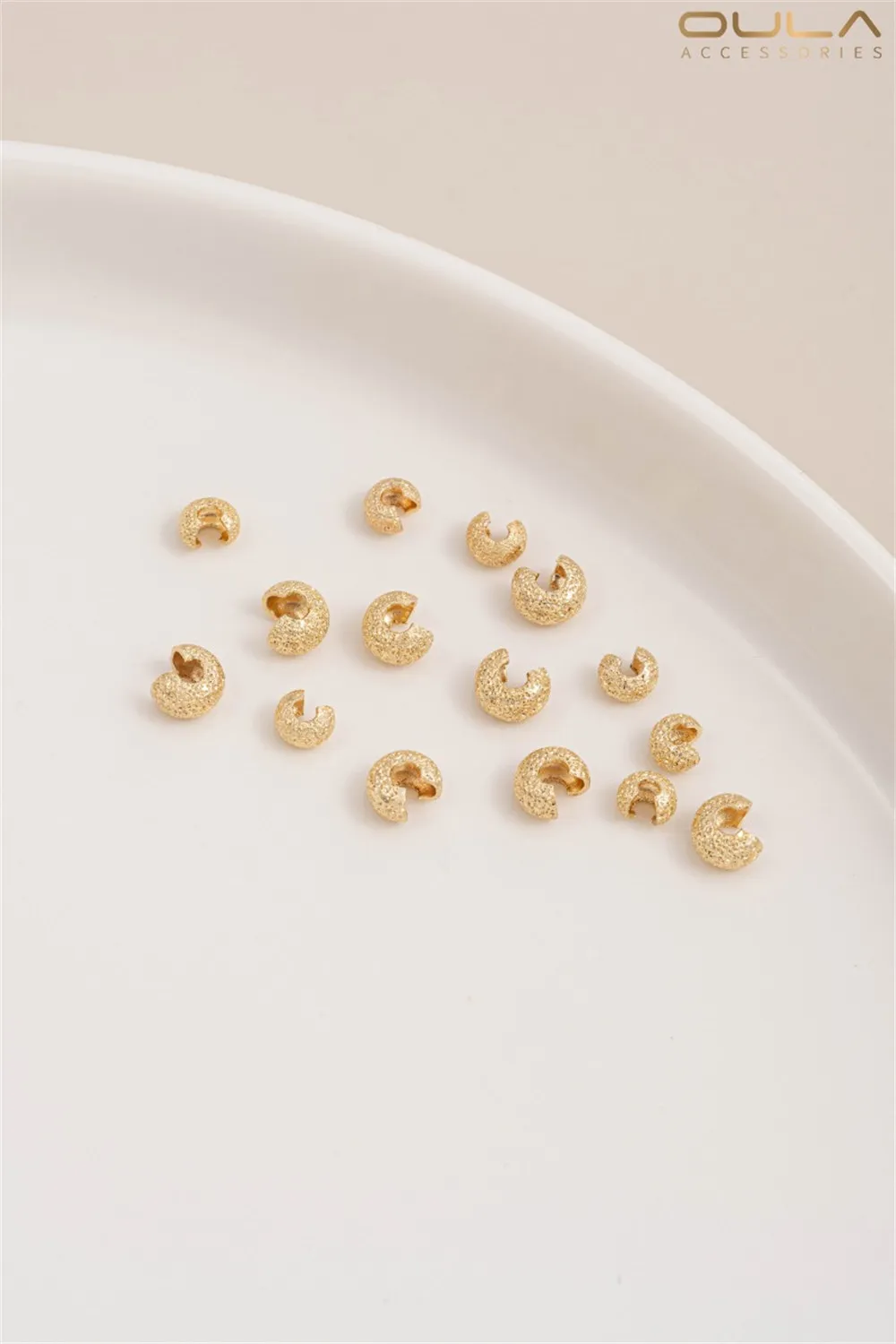 14K Gold-plated Flash Sand Frosted Half-moon Buckle Crescent Buckle C Buckle Accessory Positioning Bead End Buckle Diy Material