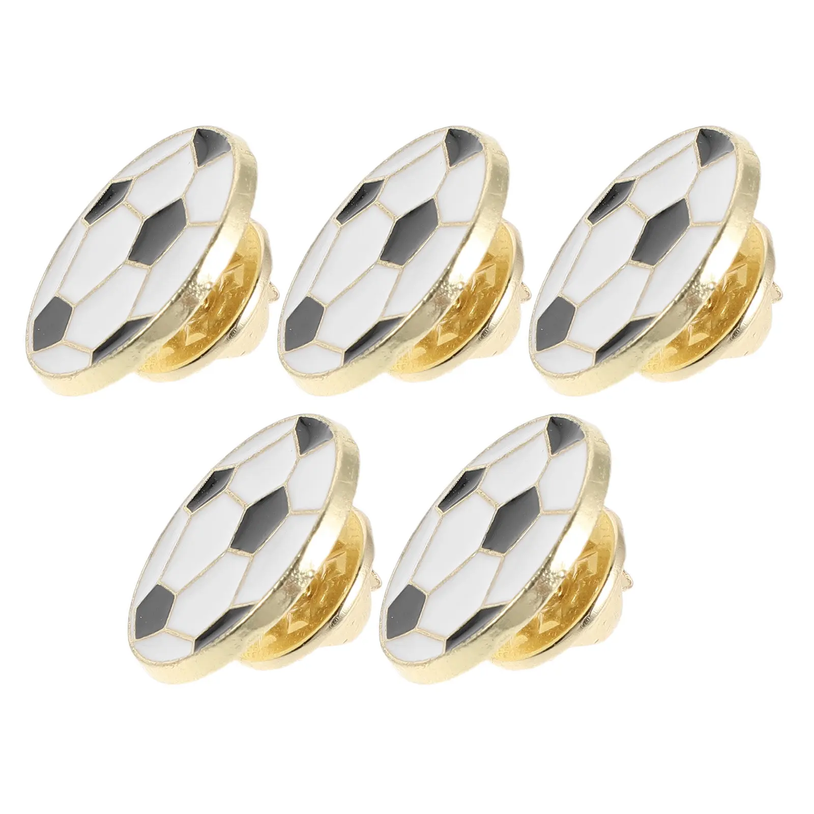 5Pcs Soccer Brooch Pin Zinc Alloy Football Lapel Badge Jersey Pin for Championship Event Backpack Hat Ornament