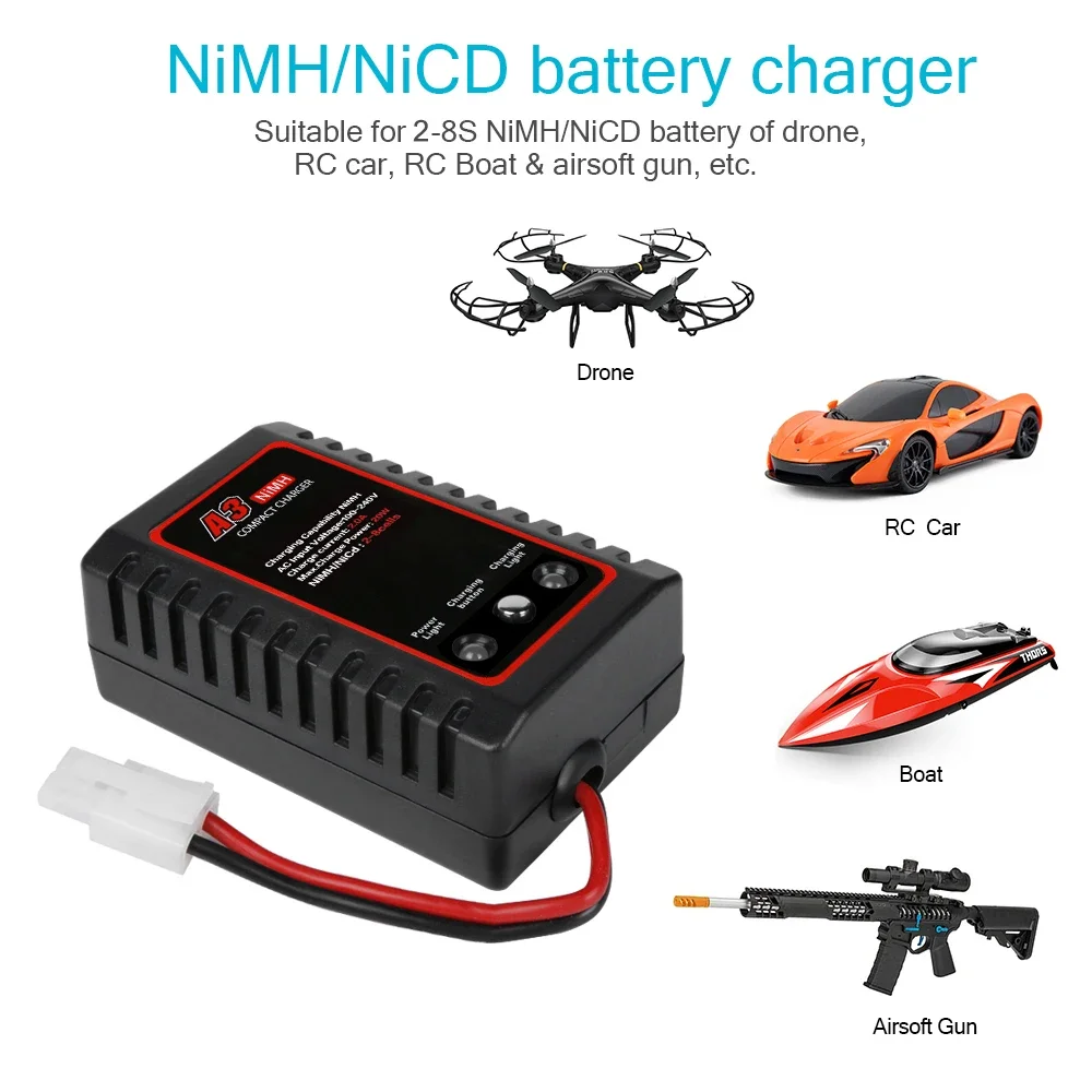 HTRC A3 20W Compact Charger with Tamiya Plug RC Charger for Airsoft Gun RC Car Boat  2-8s NiMH Nicd Battery Charger