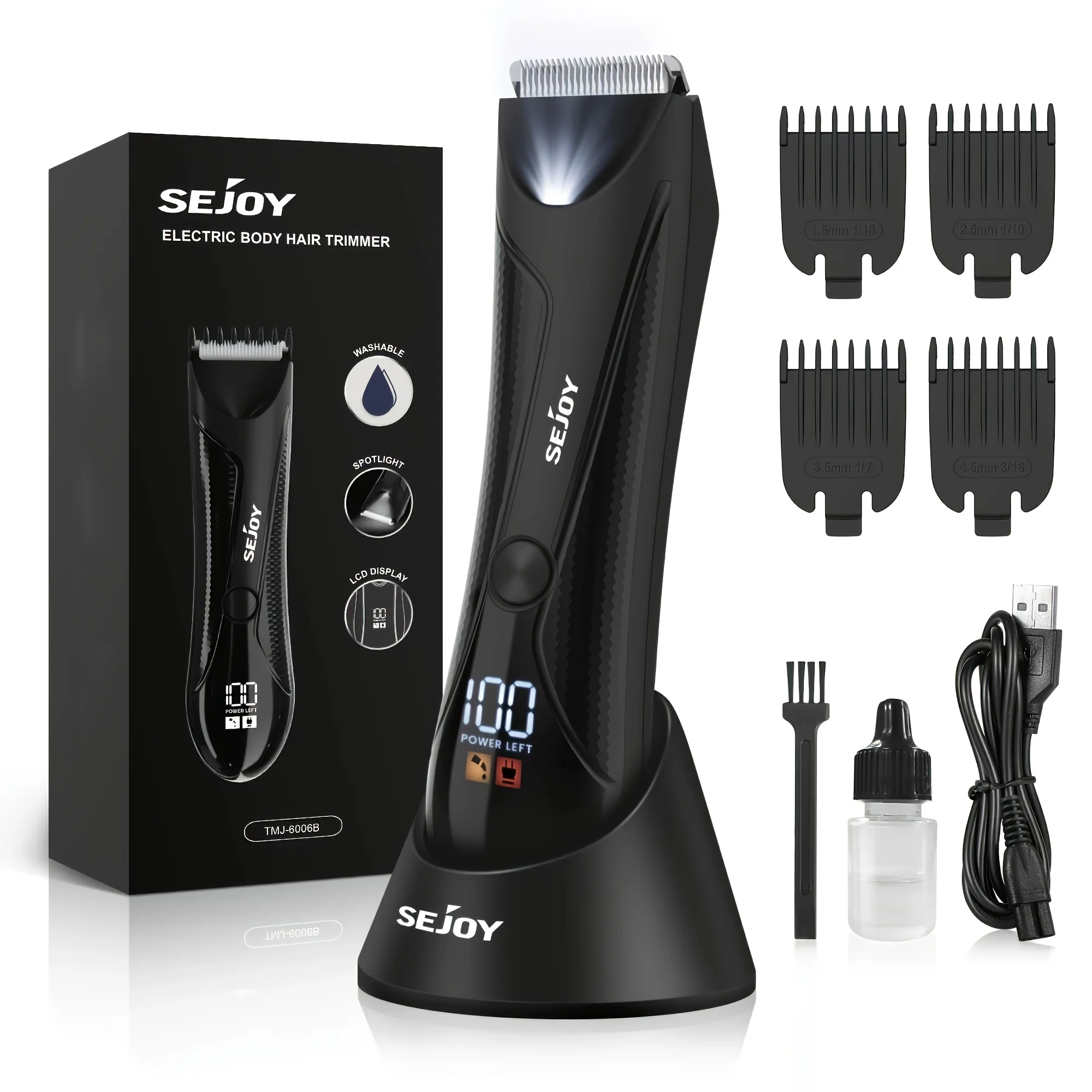 Sejoy Body Hair Trimmer Shaver for Men Ball Trimmer for Groin Pubic Replaceable  Blade Groomer Electric Razor Waterproof Clipper