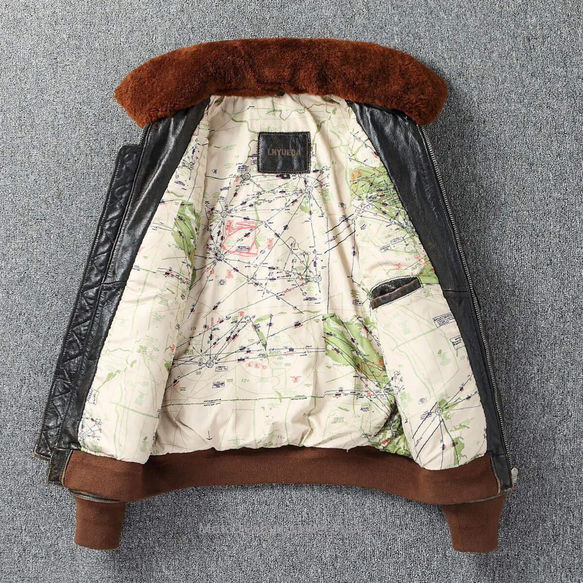 B-15 Flight Jacket Quilted Genuine Leather Coat Marilyn Monroe Style Winter Outwear First Layer Cowhide Pilot Bomber Jacket view 3