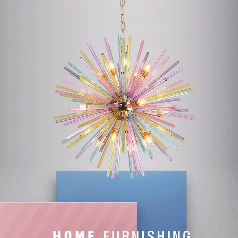 moderno lustre dandelion teto lampada pingente colorida criativa para sala de estar e quarto lampada pingente de moda personalizada led 01