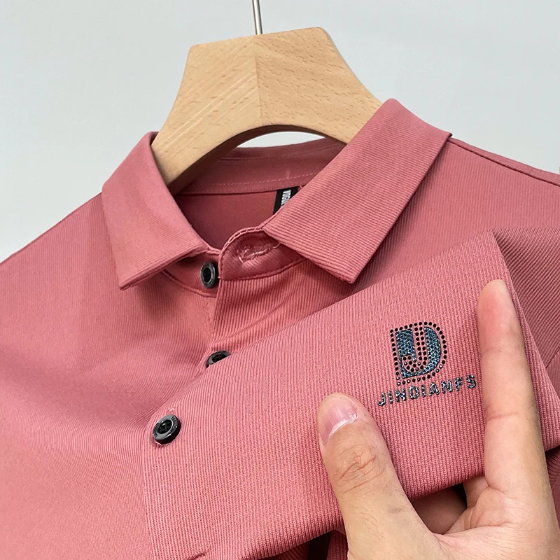 

Light Luxury Autumn Clothing Business Casual Designer Fashion Long Sleeve POLO Printing Solid Color Men's Lapel Shirt Top M-4XL