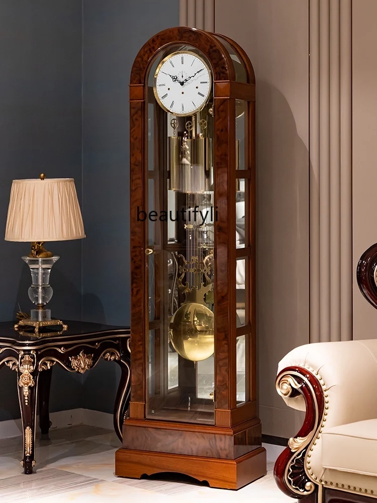 German Hermle the Grandfather Clock Living Room Clock Retro Large Pendulum Clock American Vertical Machinery