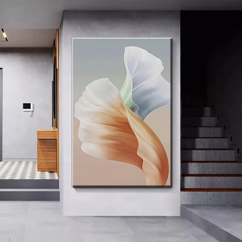 

Ribbon Posters, Modern Abstract Paintings, Abstract Leaves, Wall Hanging Paintings with Aesthetic Lines, Printed Wall Paintings