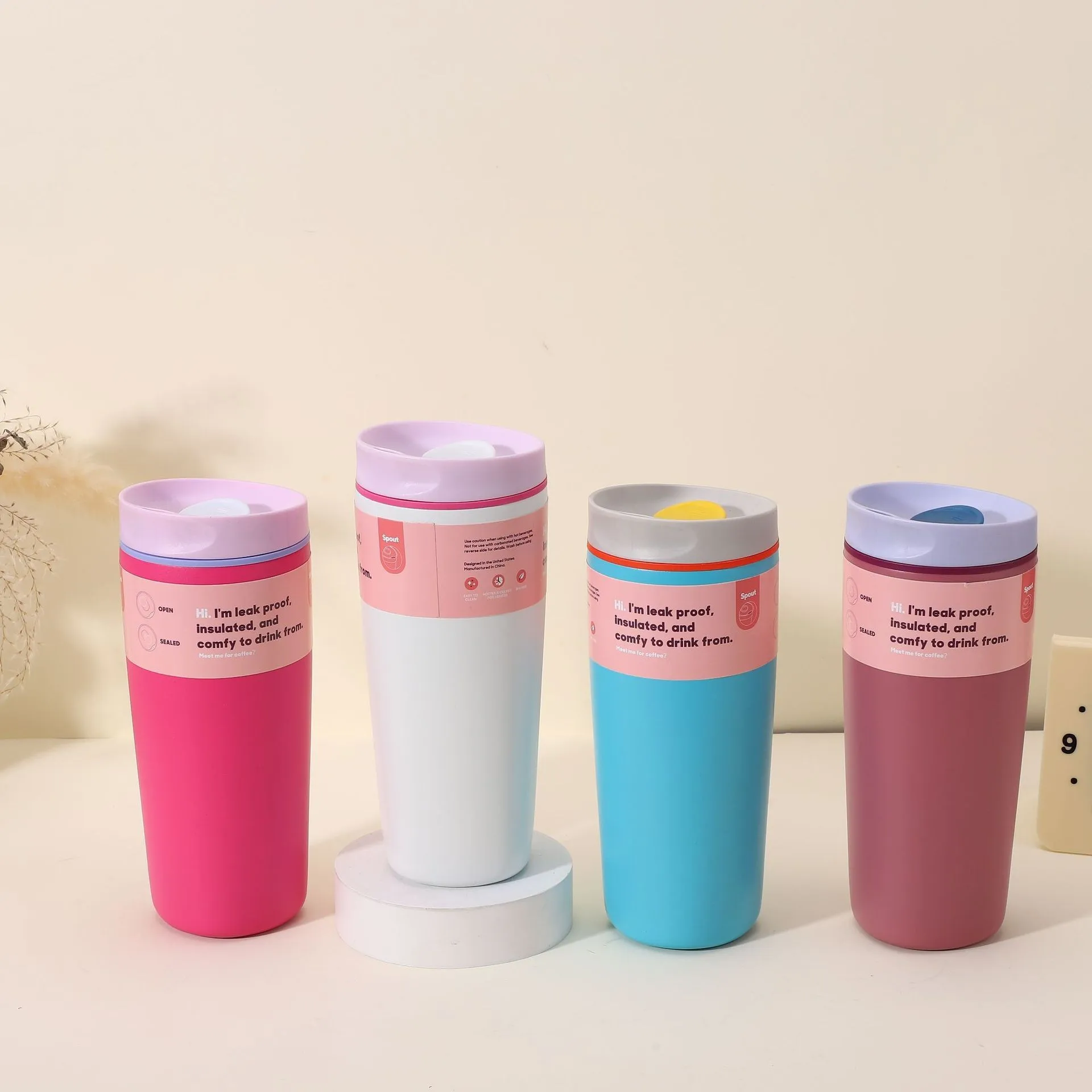 BPA الحرة 12/20 أوقية مكنسة من الفولاذ المقاوم للصدأ فنجان القهوة بسيط موضة القهوة بهلوان الرياضة في الهواء الطلق كوب محمول الأزواج أكواب