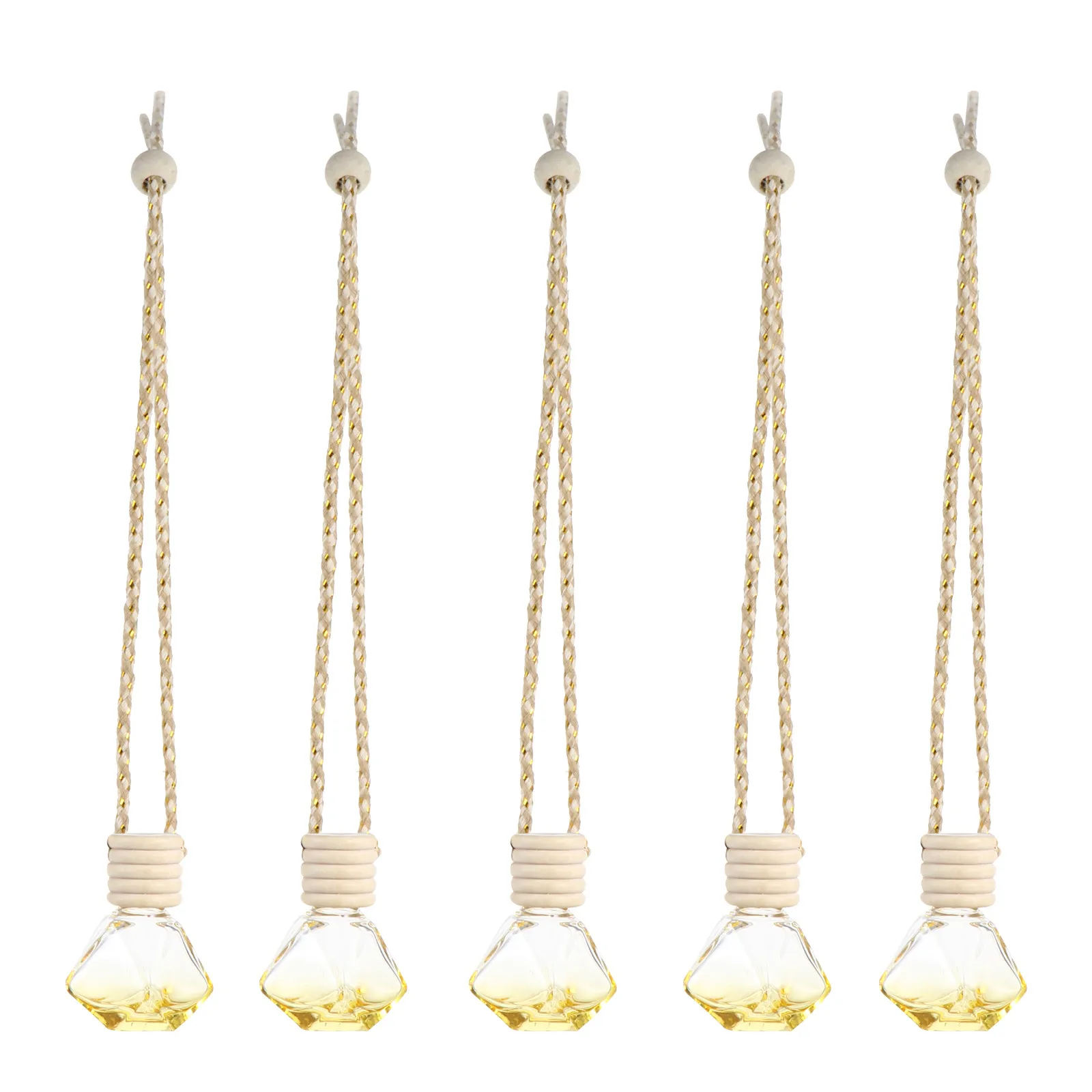 5Pcs 8Ml Hanging Perfume Bottle Pendant Car Interior Decor Aromatherapy Diffuser Essential Oil Air Freshener Stress Relief Gift