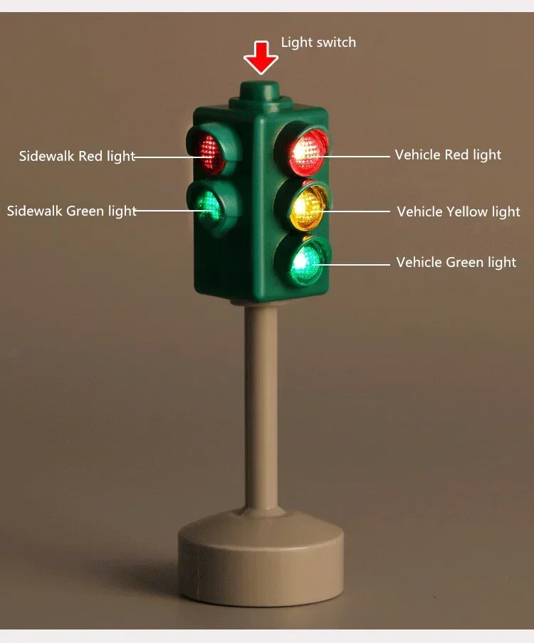 [Funny] 5pcs/set Family traffic safety education toy traffic lights car toy collection model red green light lamp kids baby gift