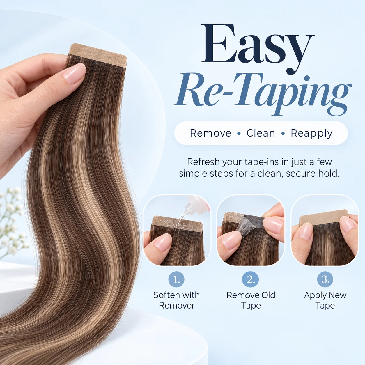 P4/27/T4 Tape In Hair Extensions 100% Human Hair Invisible Adhesive  Chocolate Brown To Caramel Blonde Balayage Highlighting 21Pcs/50G Straight Hair Extensions