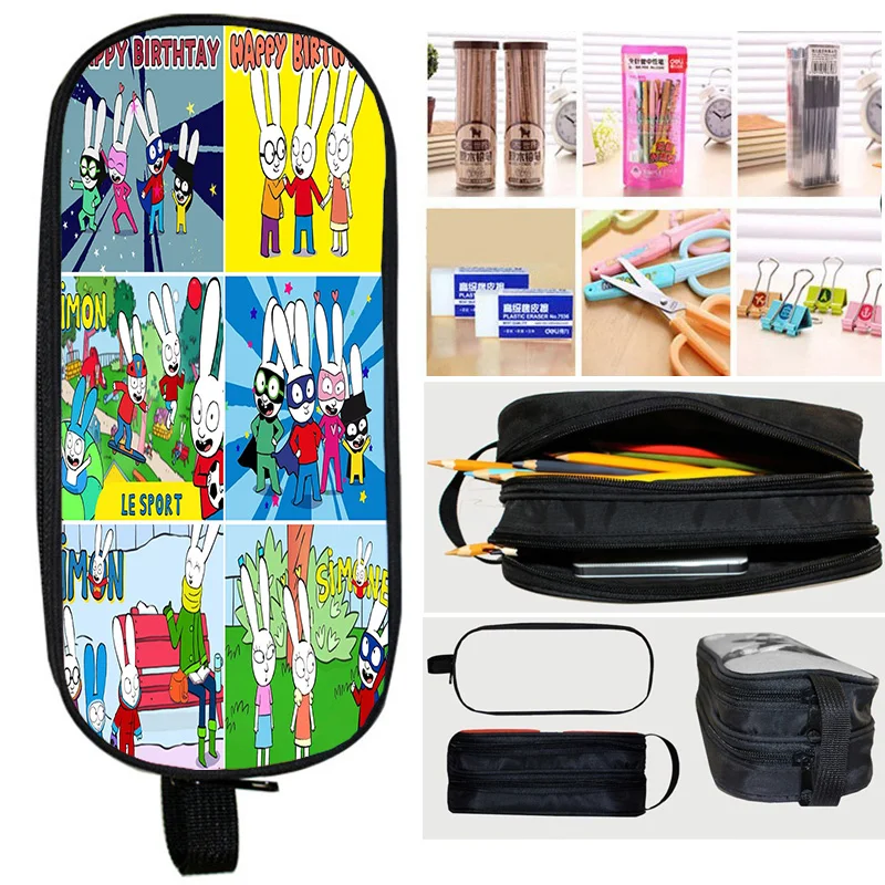 Simon Super Rabbit Student 3D Print Pen Bag Coin Purse Child's Cosmetic Bag Lipstick Tissue Organizer Toiletry Bag Holiday Gift