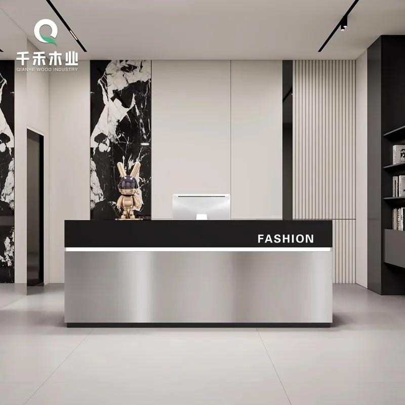 

Simple stainless steel small bar counter shop barber shop clothing store checkout page e-sports Internet cafe hall reception