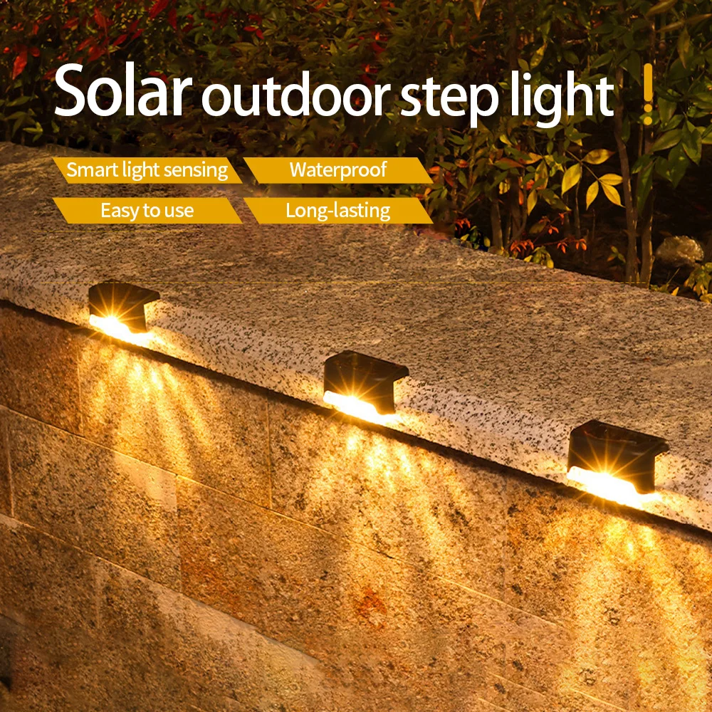 Solar Powered Step Lights, Waterproof Decorative Wall Lights, Railing Lights, Stair Lights, Waterproof Courtyard Night Lights