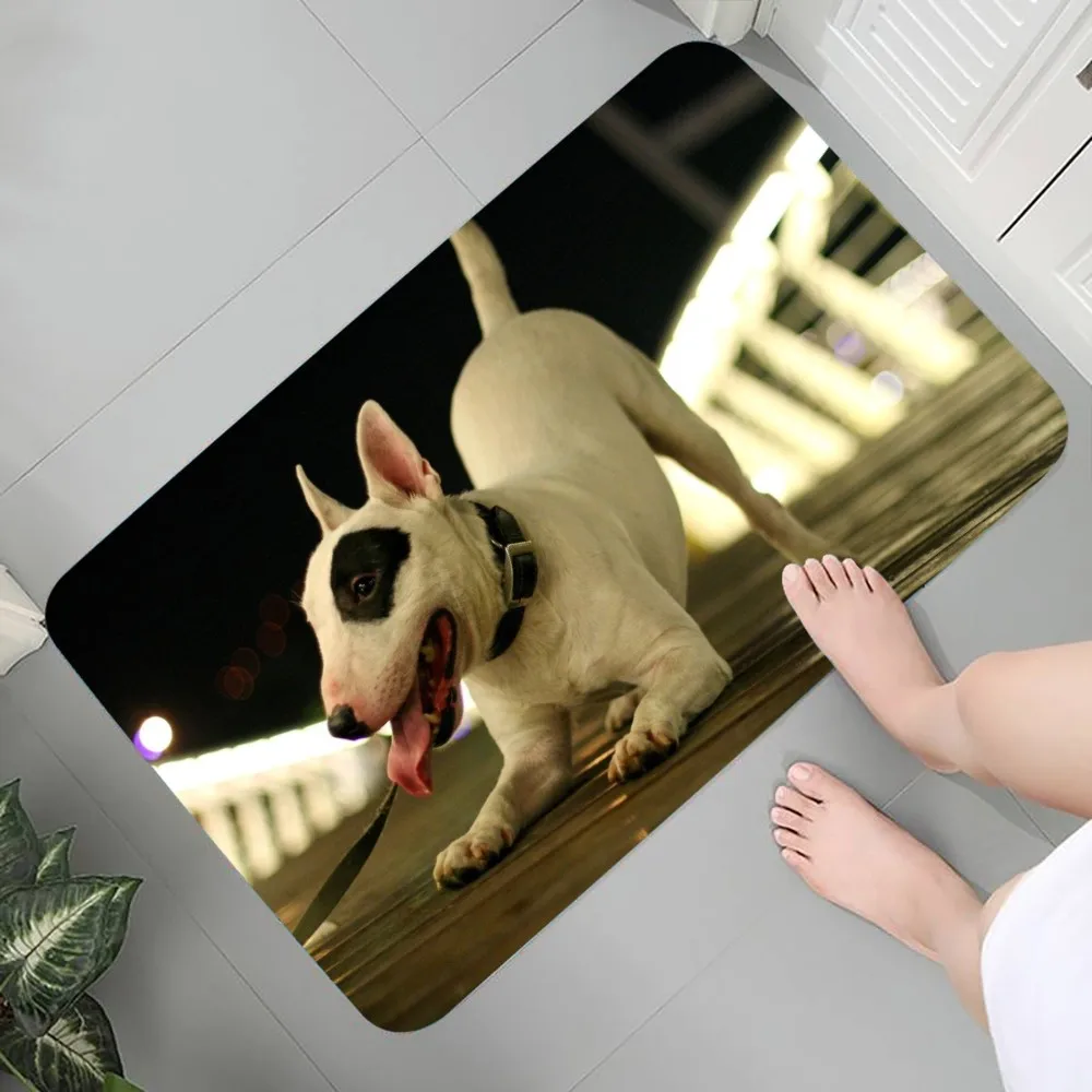 Bull Terrier Mata podłogowa z nadrukiem graficznym Wycieraczki flanelowe do łazienki Kuchnia Wejście Dywan Home Decor