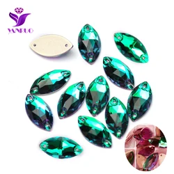 YNARUO 3223 Navette Emerald Sew On Crystal Glass strass ricamo cristalli strass sui vestiti perline di diamanti