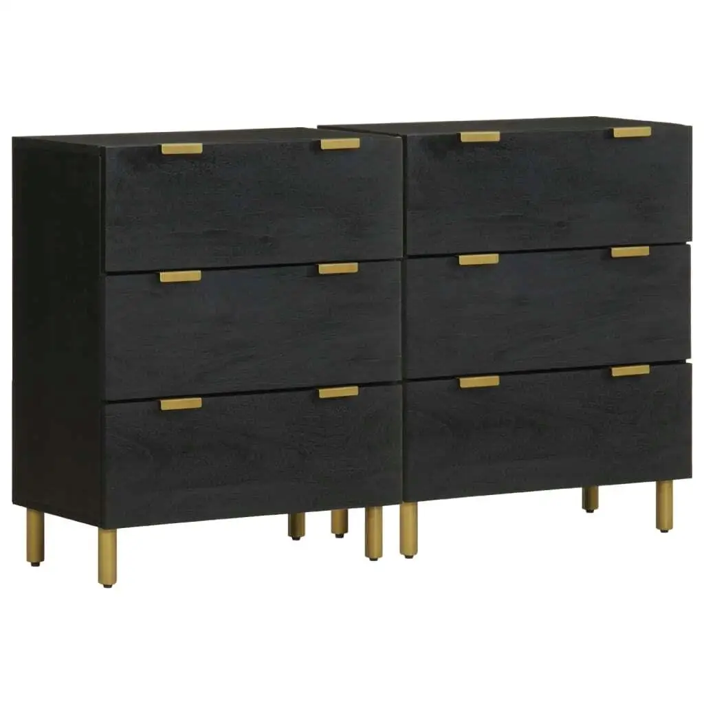 Set of 2 Black Engineered Wood Sideboards - 60x33x75 cm Stylish Storage Units