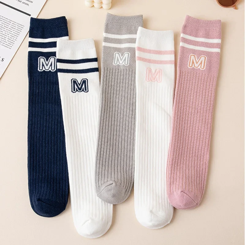 

Kids Boys Girls School JK Sock Fashion Letter M Knee High Long Sock for Toddler Stocking Children Spring Autumn Cotton Soft Sock