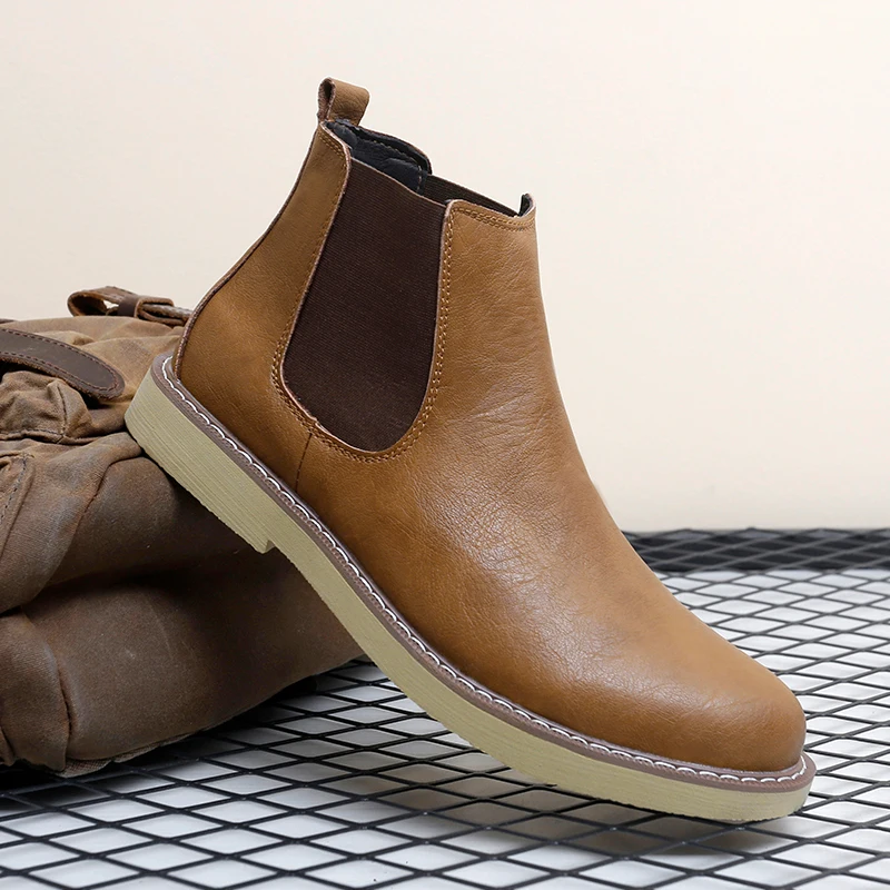 

Autumn Winter Men Warm Chelsea Boots Breathable Lightweight Simple for Business Leisure Suitable for Men (37-48)