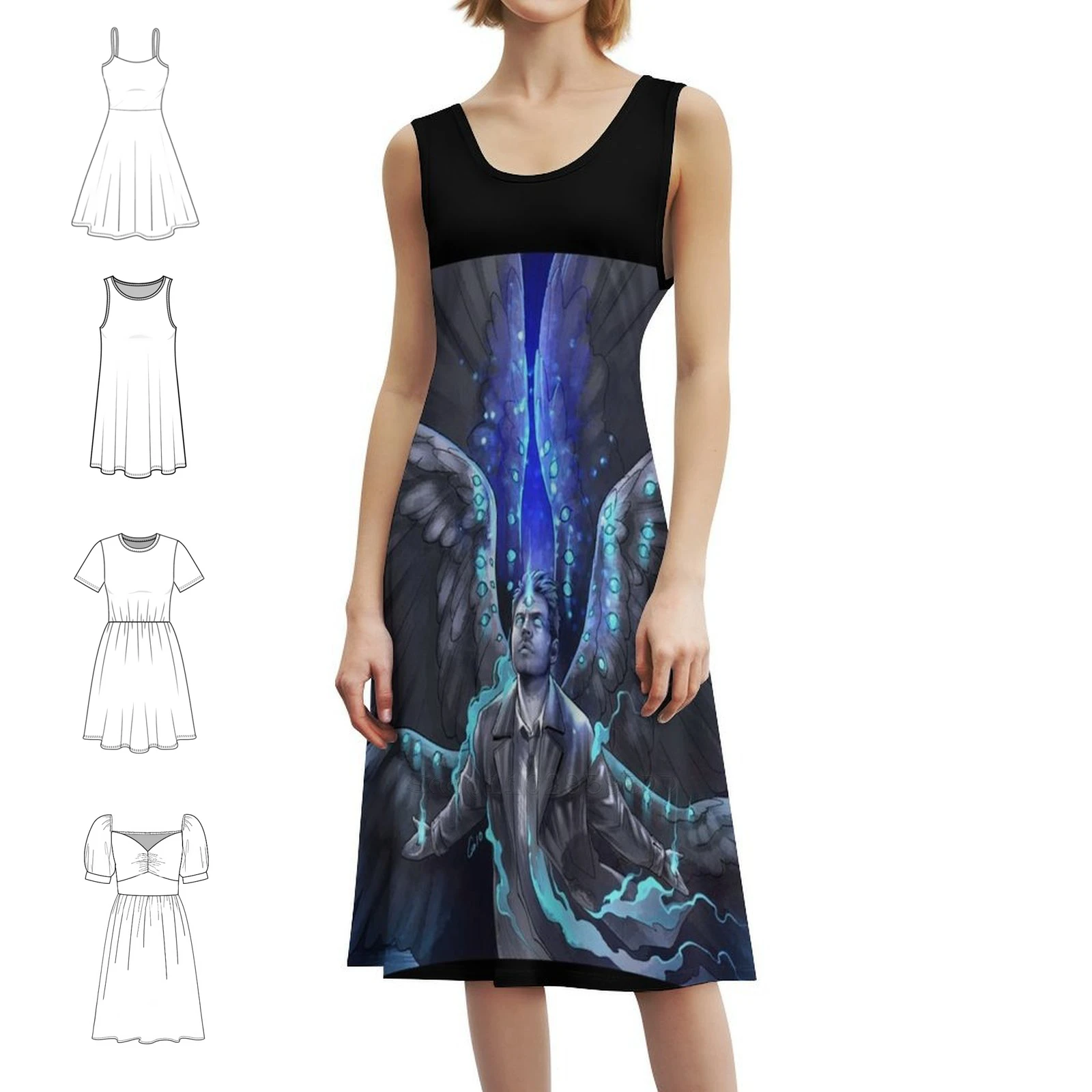 

Винтажное богемное платье Seraph Castiel с пышными рукавами или без рукавов для женщин, платье «Сверхъестественное» Castiel Misha Collins