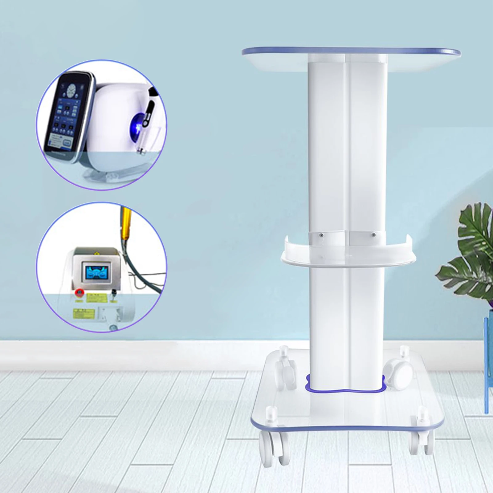 

NEW Beauty Salon Trolley, Transparent Acrylic Rolling Cart W/ Additional Tray, 135Lbs Load SPA Storage for Beauty Instruments