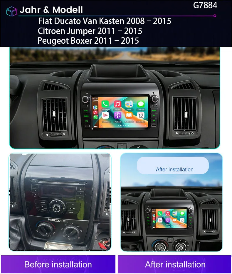 Multimedia Carpaly GPS Android Auto Car radio Navigation+HD Reverse camera For Citroen Jumpe Relay III/Fiat Ducato/Peugeot Boxer