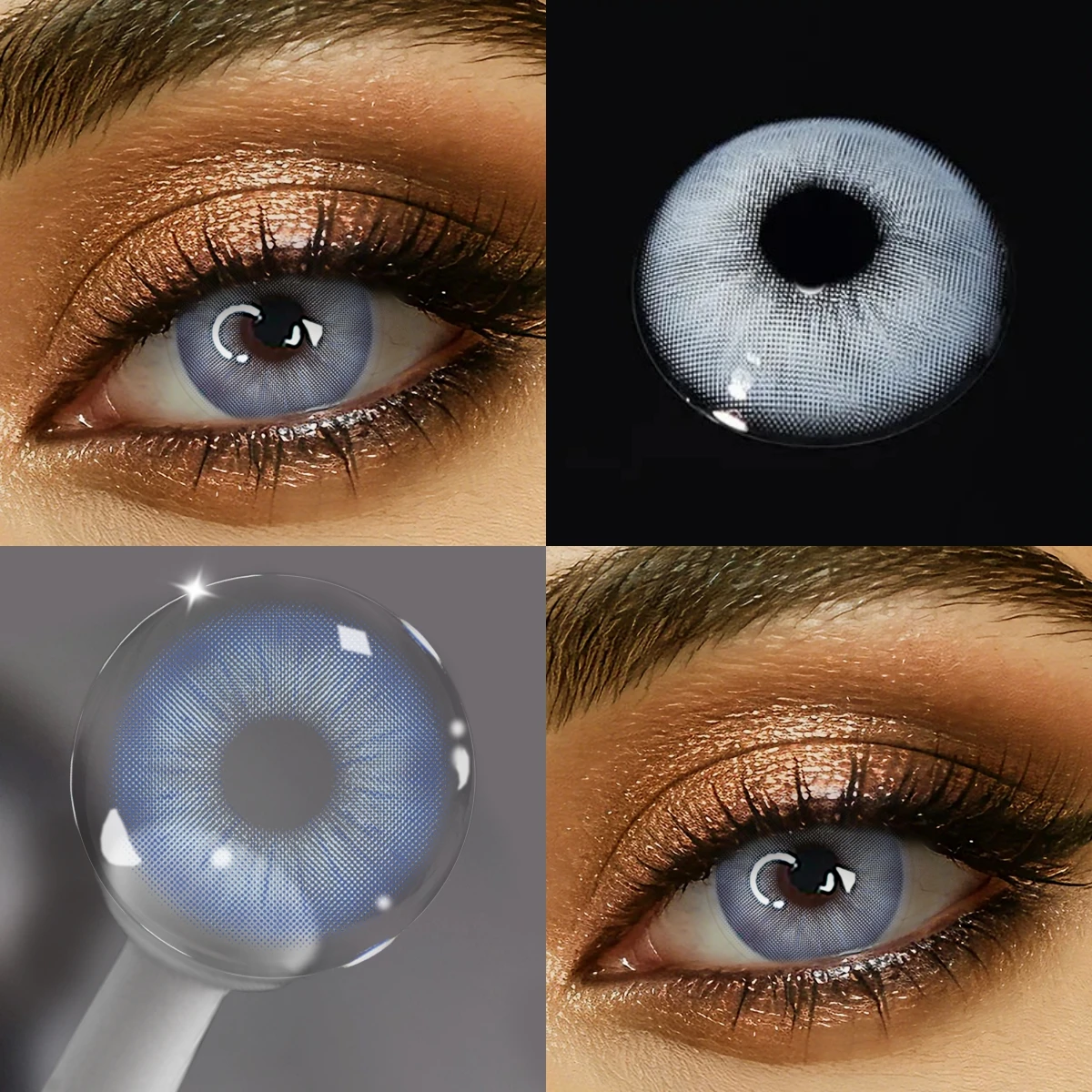 Visuashow 2 Stück Blaue Farblinsen für Myopie mit Stärke, Jährlich Tragbar, Rezeptpflichtig, Kleine Pupille. Weiche Kosmetiklinsen, angenehm zu tragen, für natürlichen und schönen Blick – Detail 6