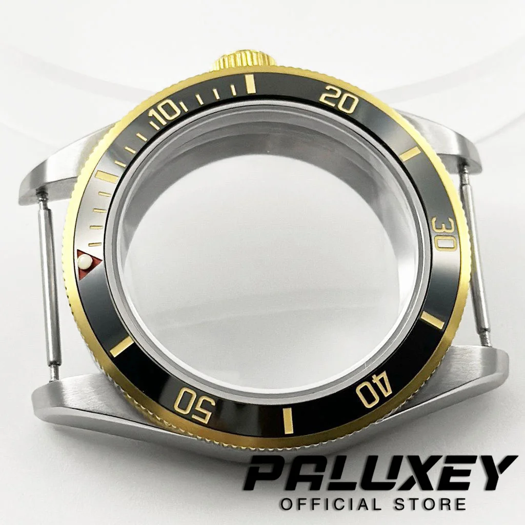 Caja de reloj de oro y plata de 39MM, cristal de zafiro abovedado, caja BB58 de acero inoxidable compatible con movimiento NH34 NH35 NH36 NH38 ETA 2824 PT5000